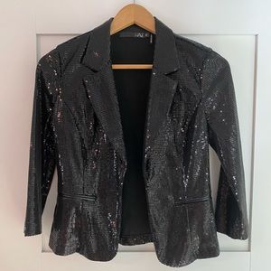Black Sequined Blazer. 3/4 Sleeve. Size small.
